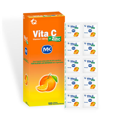 Vita C+Zinc Mk T. Masticables Naranja Caja 100Unds