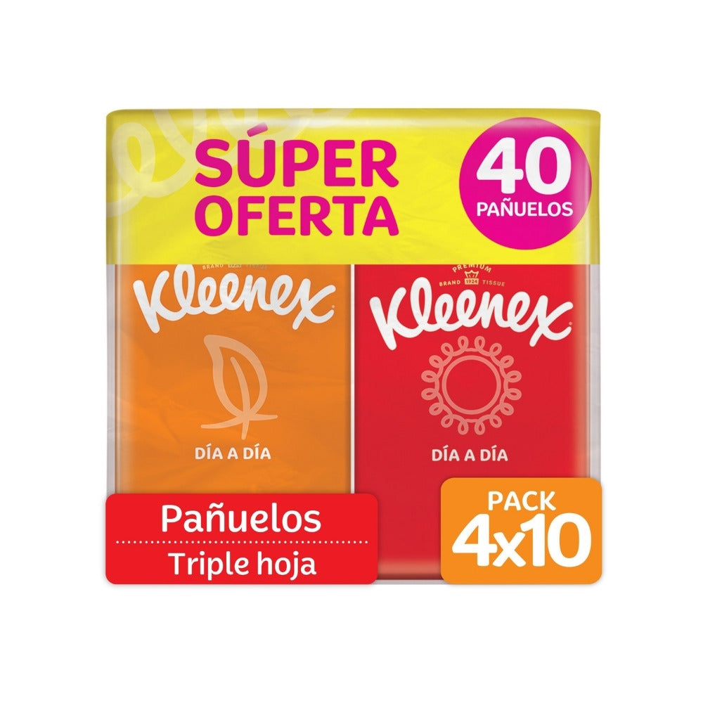 PAÑUELOS KLEENEX PAGUE 3 LLEVE 4 BOLSA X 10 UNDS