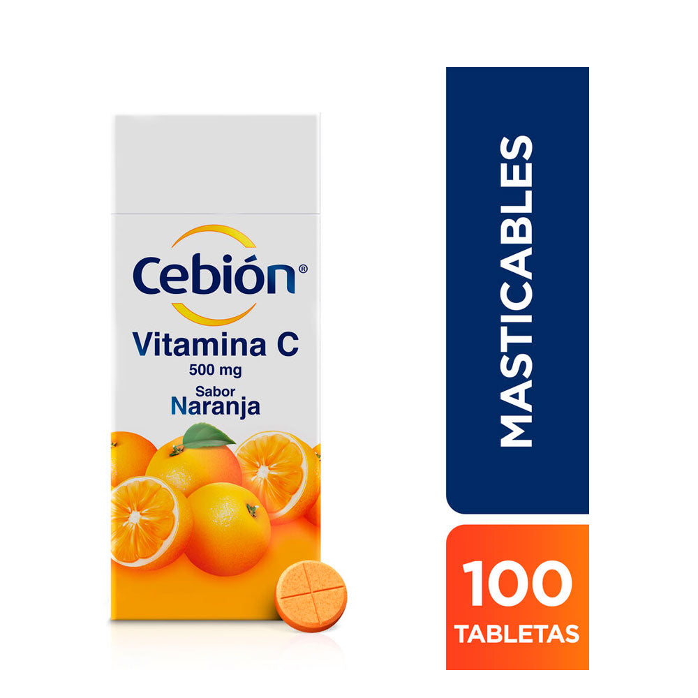 CEBION T. MASTICABLES 500 MG NARANJA CAJA 100UNDS