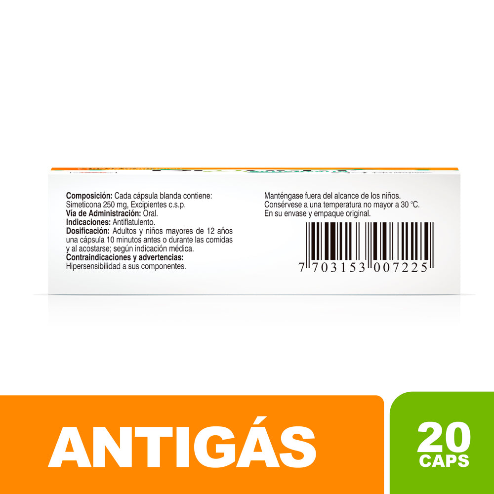 DIGESTA ANTIGAS CAPSULAS 250 MG CAJA X 20 UNDS