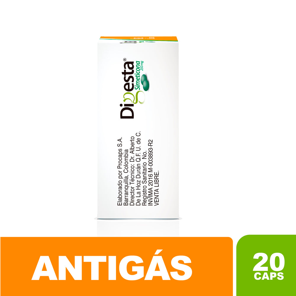 DIGESTA ANTIGAS CAPSULAS 250 MG CAJA X 20 UNDS