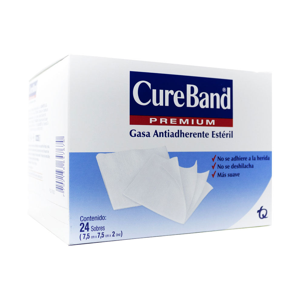 GASA ESTERILCUREBAND 7.5X7.5CM SOBRES CAJA X 24 UNDS