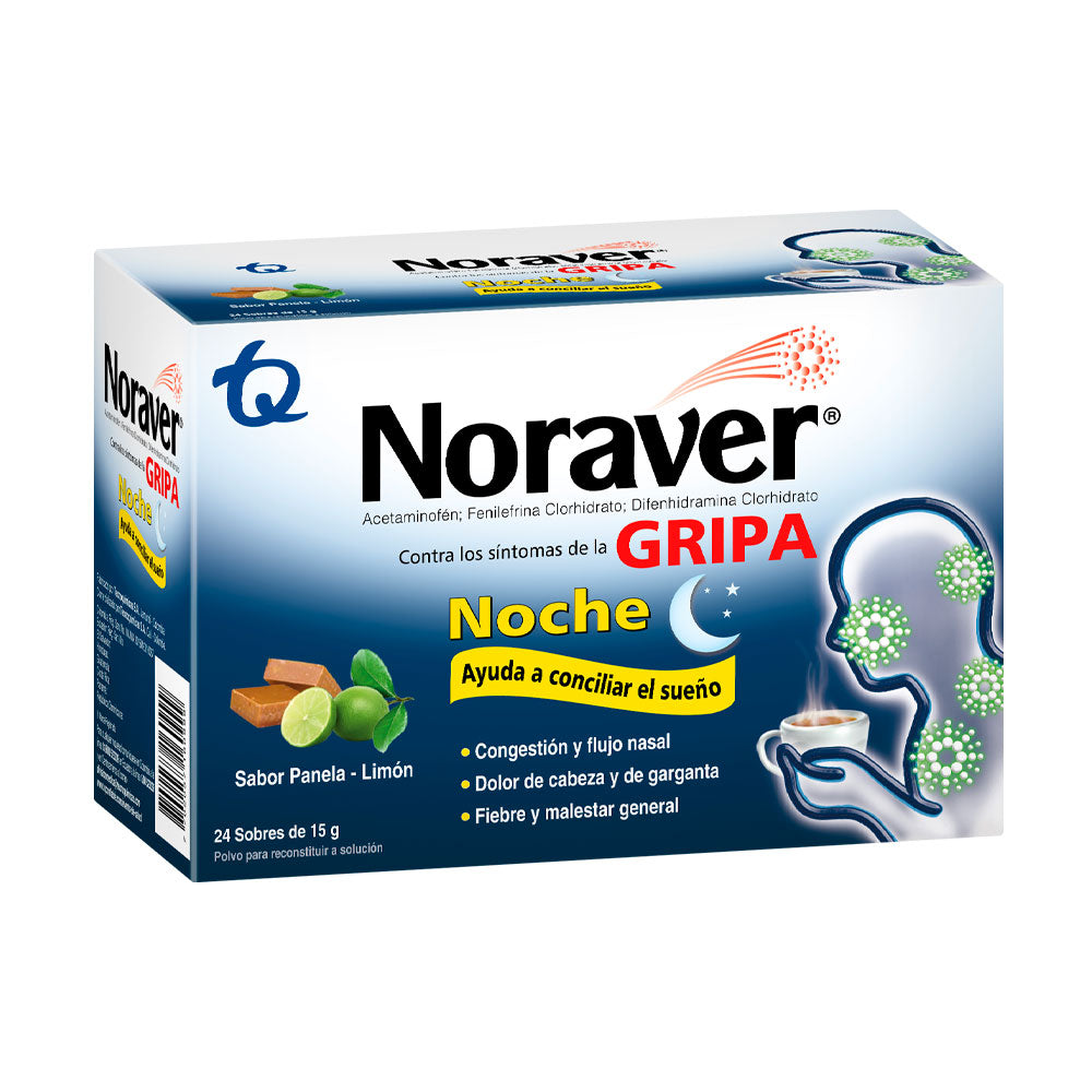 NORAVER NOCHE GRIPA SOBRES PANELA-LIMON CAJA X 24 UNDS