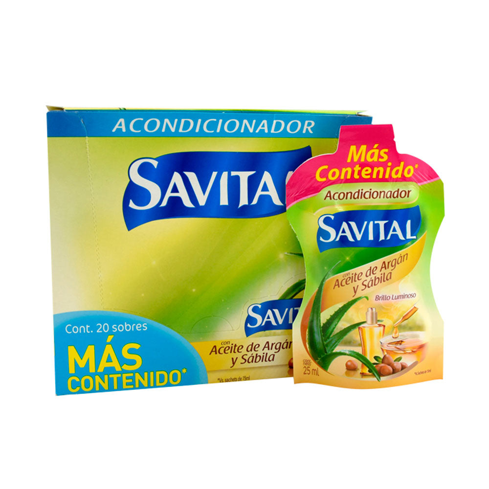 ACONDICIONADOR SAVITAL ACEITE ARGAN/SABILA SACHET X 20 UNDS