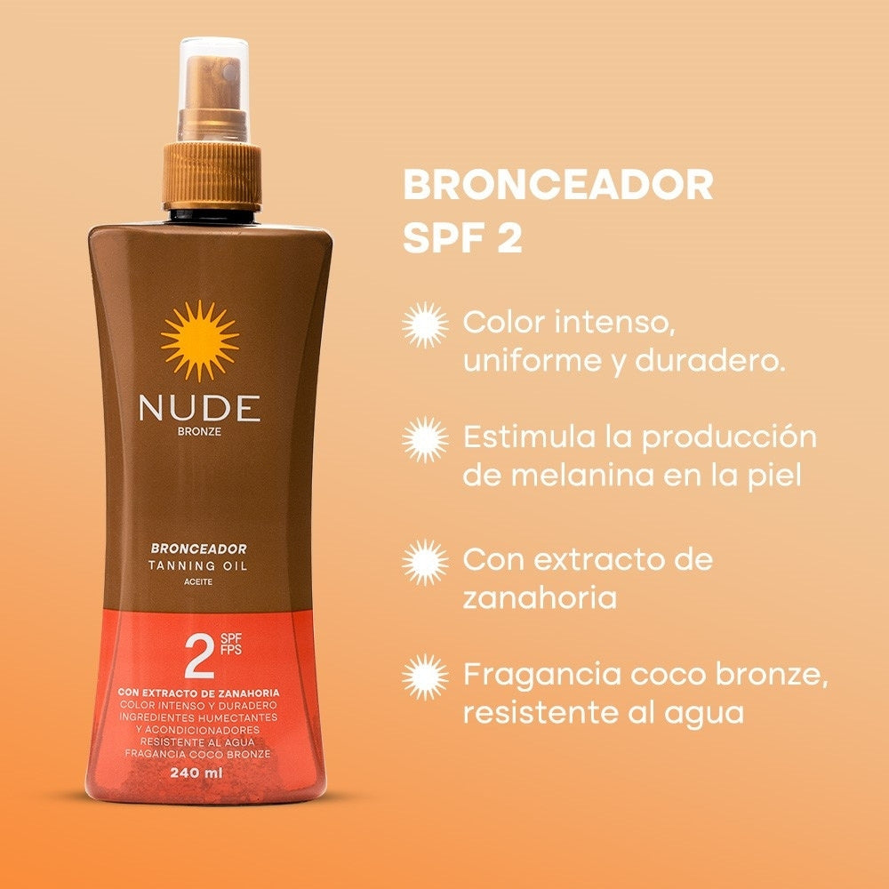 ACEITE NUDE BRONZE SPF 2 FRASCO 240 ML