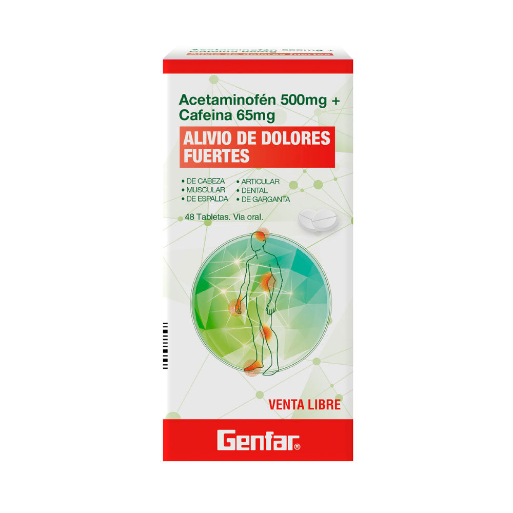 ACETAMINOFEN + CAFEINA GENFAR TABLETAS 500MG/65MG CAJA X 48 UNDS