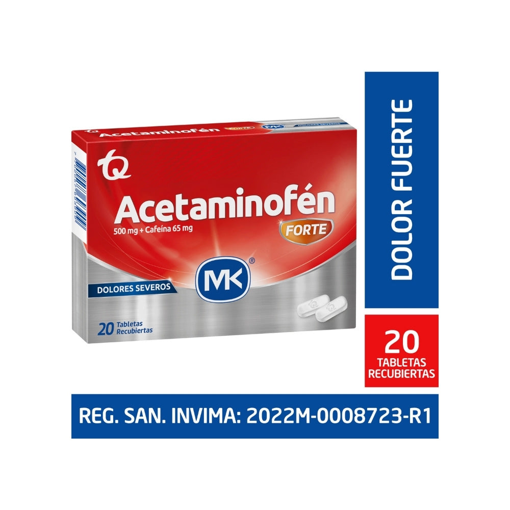 ACETAMINOFEN FORTE MK TABLETAS CAJA X 20 UNDS