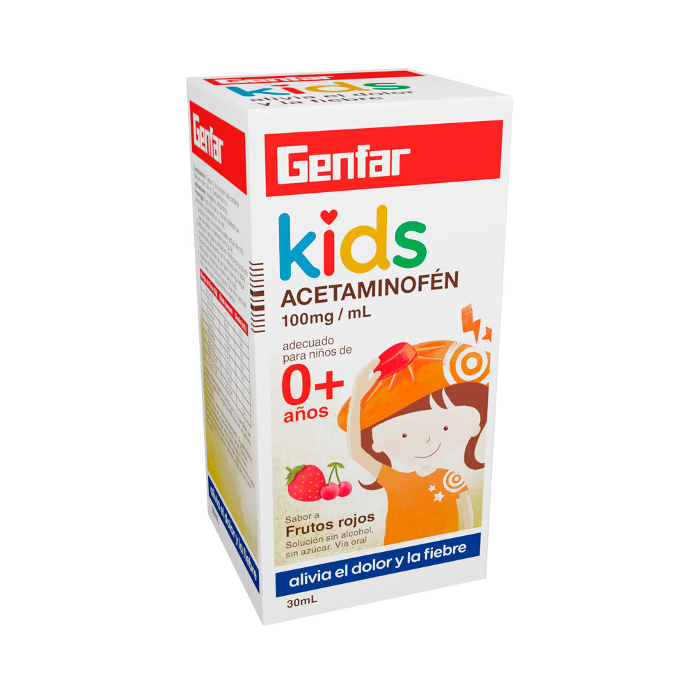 ACETAMINOFEN KIDS GOTAS 100 MG FRUTOS ROJOS CAJA 30 ML