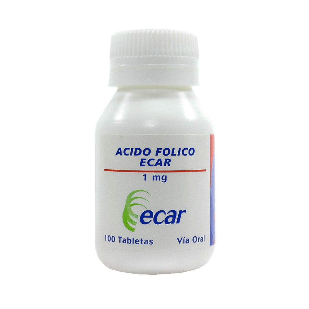 ACIDO FOLICO ECAR TABLETAS 1 MG FRASCO X 100 UNDS