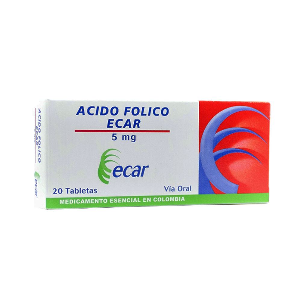ACIDO FOLICO ECAR TABLETAS 5 MG CAJA X 20 UNDS
