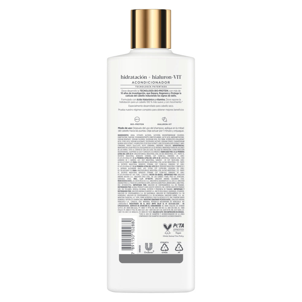 ACONDICIONADOR DOVE HIDRATACION+HILAURON VIT FRASCO 370 ML