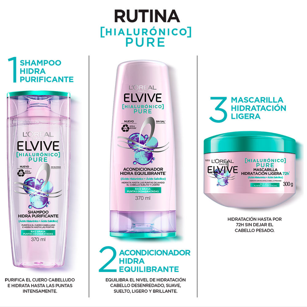 ACONDICIONADOR ELVIVE HA PURE FRASCO 370 ML