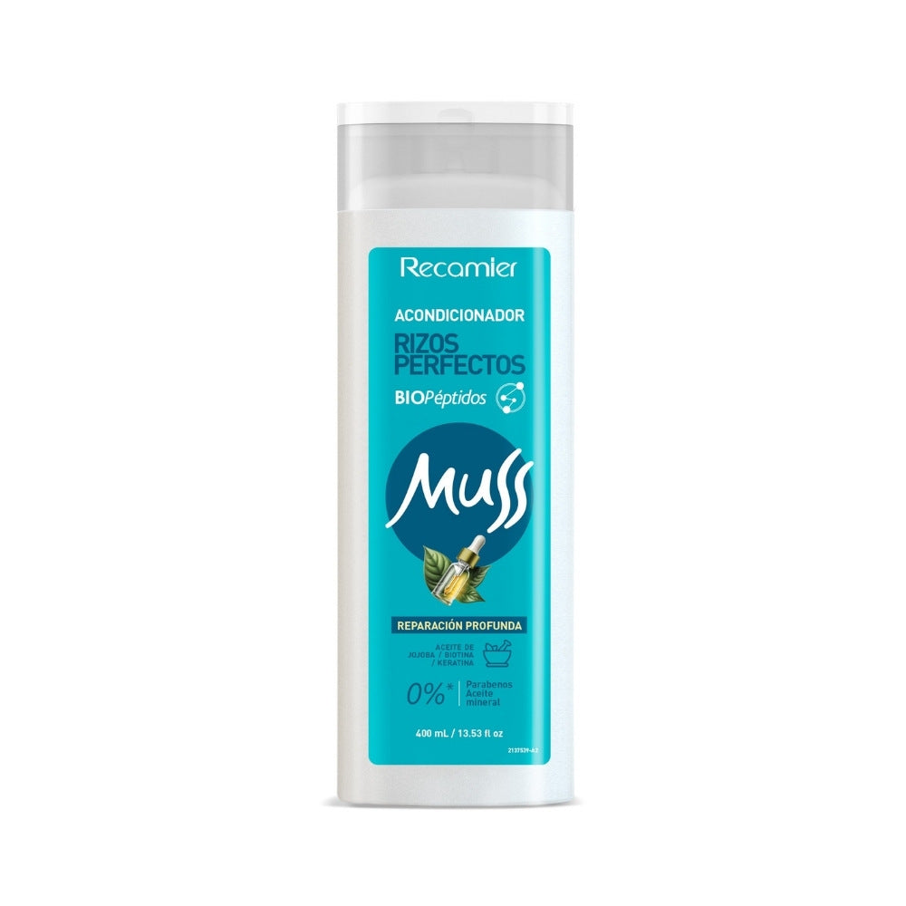 ACONDICIONADOR MUSS RIZOS PERFECTOS BIOPEPTIDOS FRASCO 400 ML