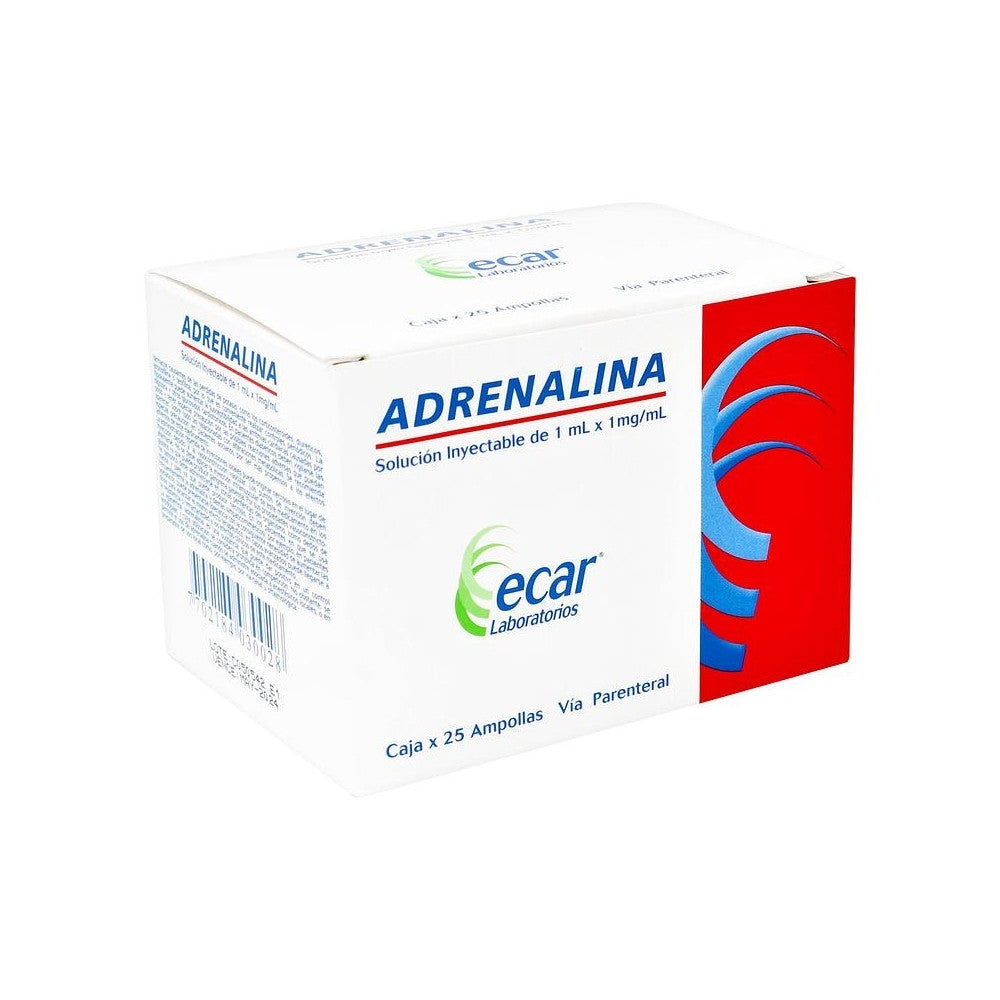 ADRENALINA AMPOLLAS 1 MG CAJA X 25 UNDS