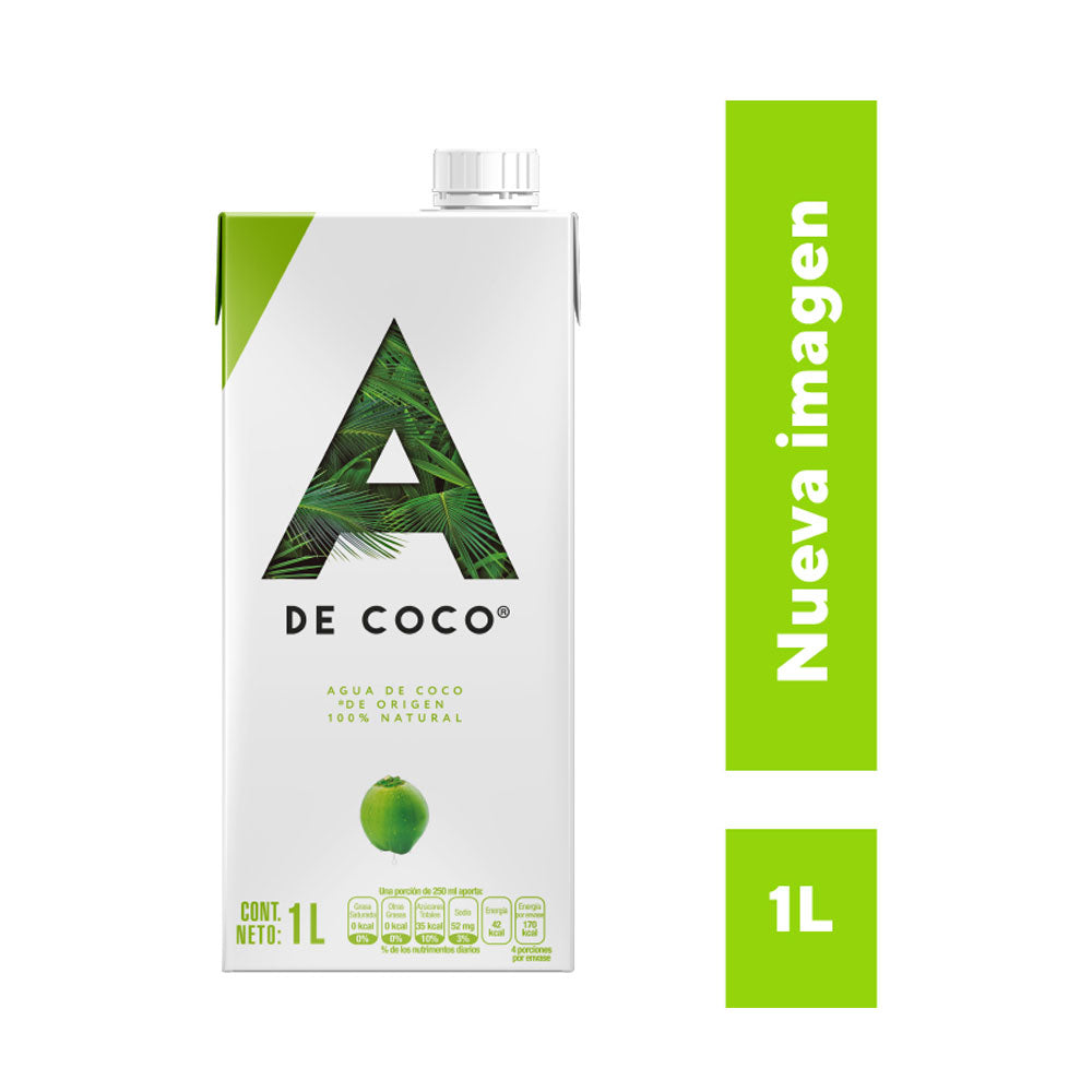 AGUA DE COCO A DE COCO 100% NATURAL TETRAPACK 1 LITRO