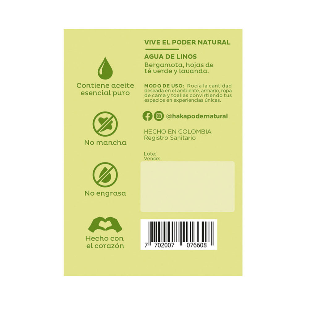 AGUA LINOS HAKA BERGAMOTA FRASCO 200 ML