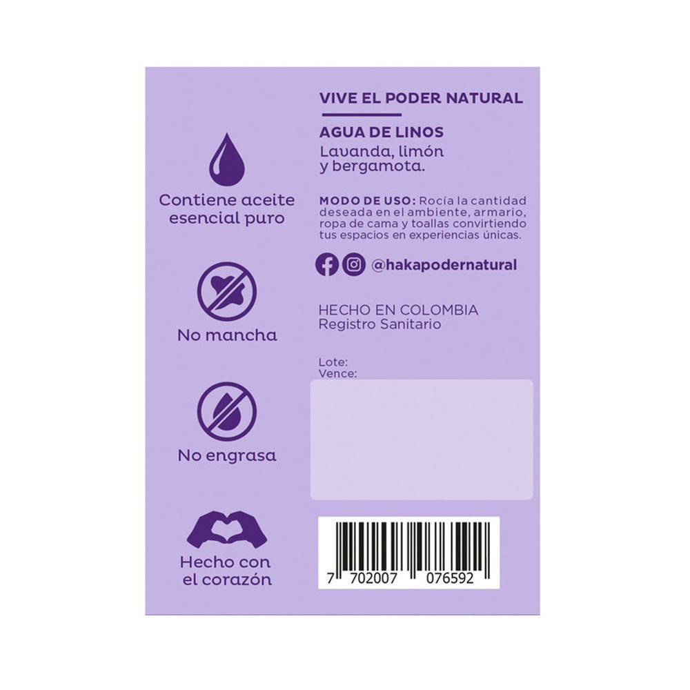 AGUA LINOS HAKA LAVANDA FRASCO 200 ML