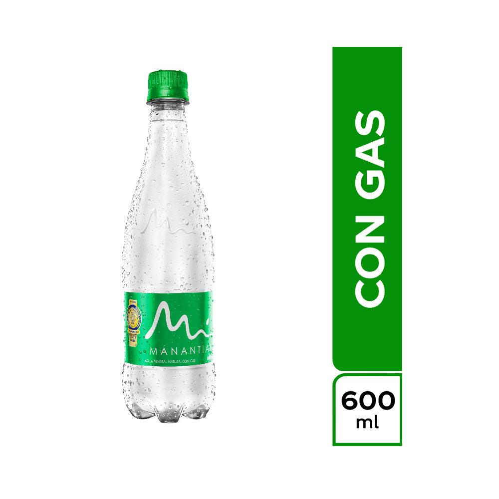 AGUA MANANTIAL CON GAS BOTELLA 600 ML