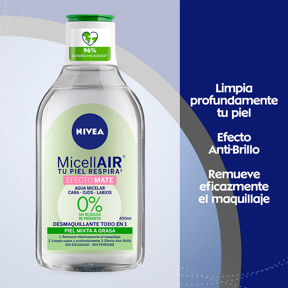 AGUA MICELAR NIVEA EFECTO MATE FRASCO 400 ML