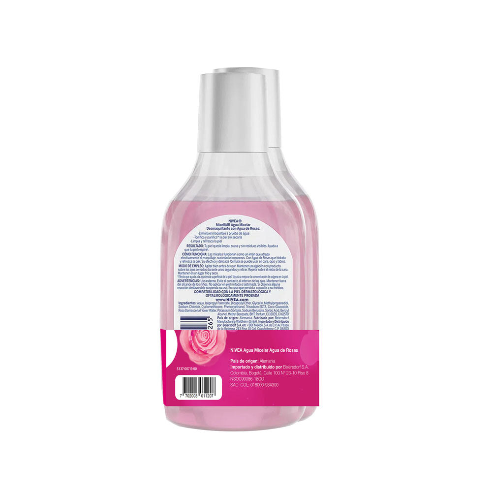 AGUA MICELLAIR NIVEA AGUA DE ROSAS OFERTA X2 FRASCO 400 ML