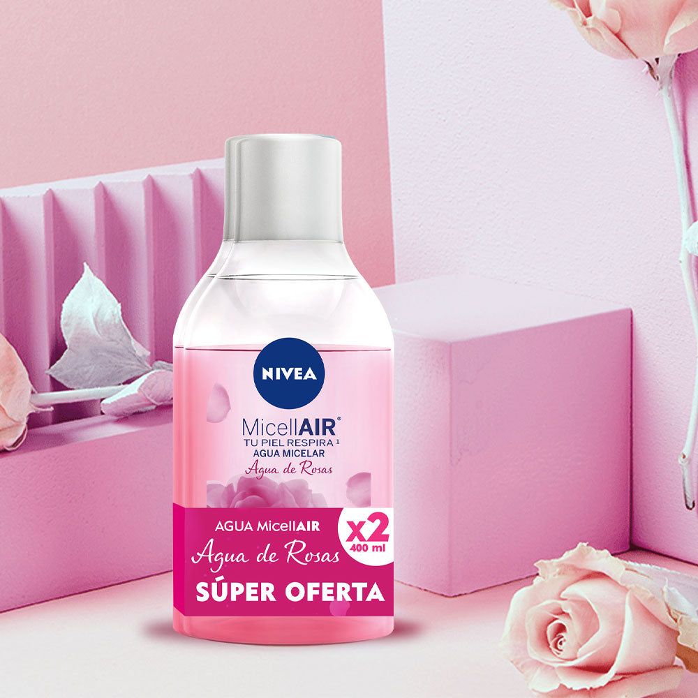 AGUA MICELLAIR NIVEA AGUA DE ROSAS OFERTA X2 FRASCO 400 ML