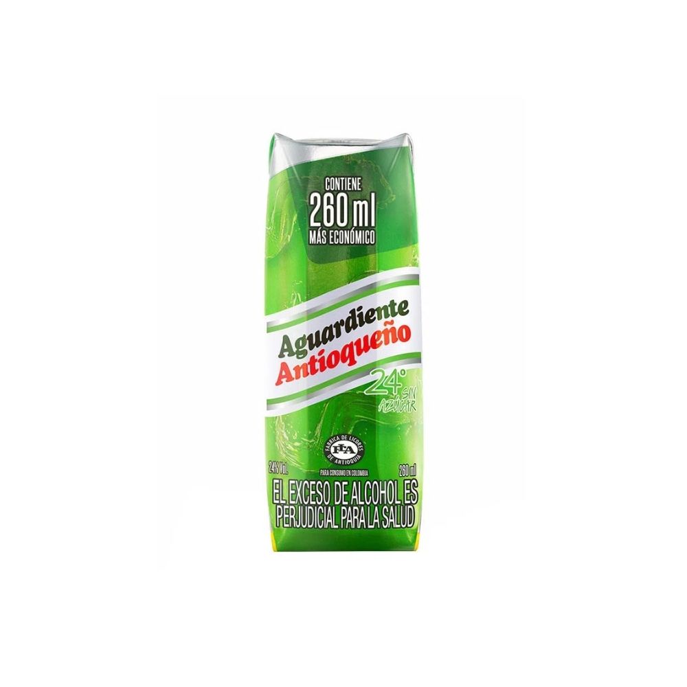 AGUARDIENTE ANTIOQUEÑO 24° SIN AZUCAR TETRAPACK 260 ML
