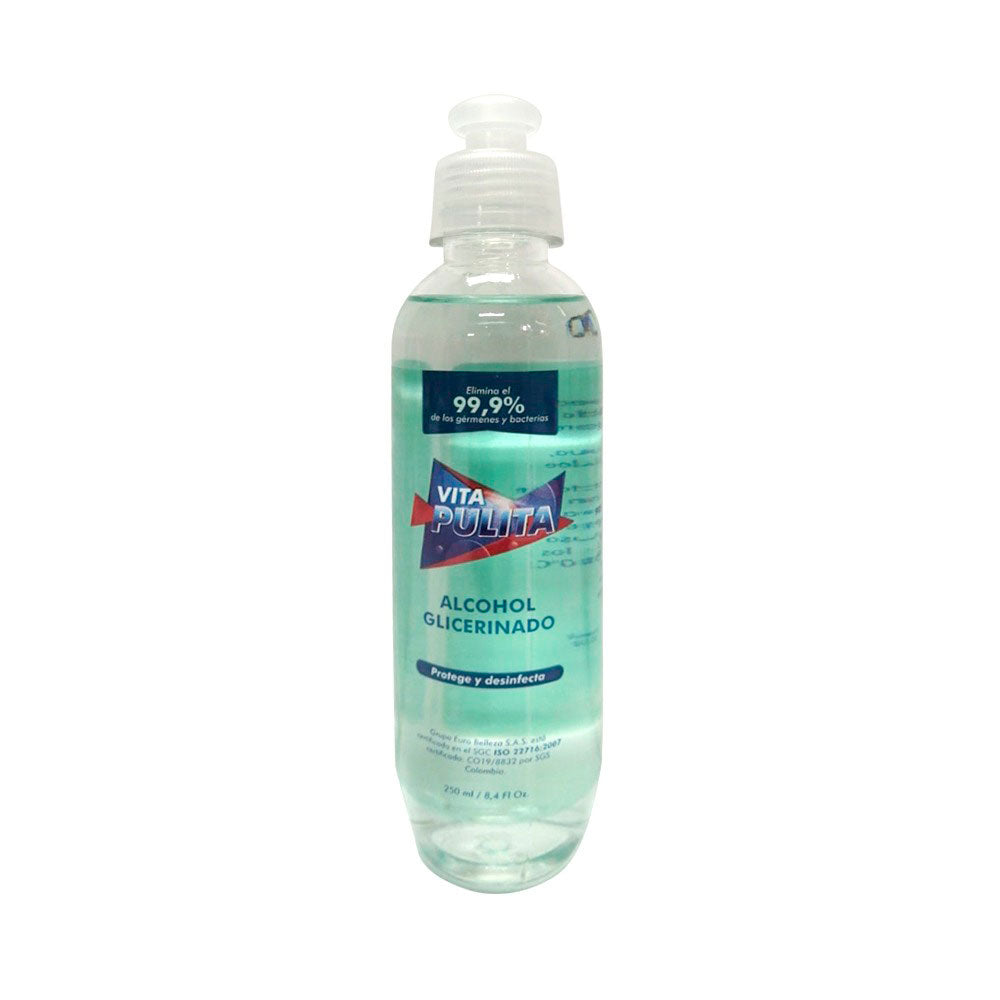 ALCOHOL GLICERINADO VITAPULITA GEL FRASCO 250 ML