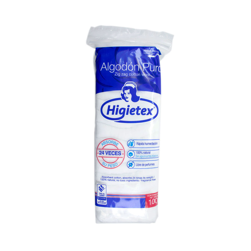 ALGODON ZIG ZAG HIGIETEX DISPOSITIVO MEDICO BOLSA 100 G