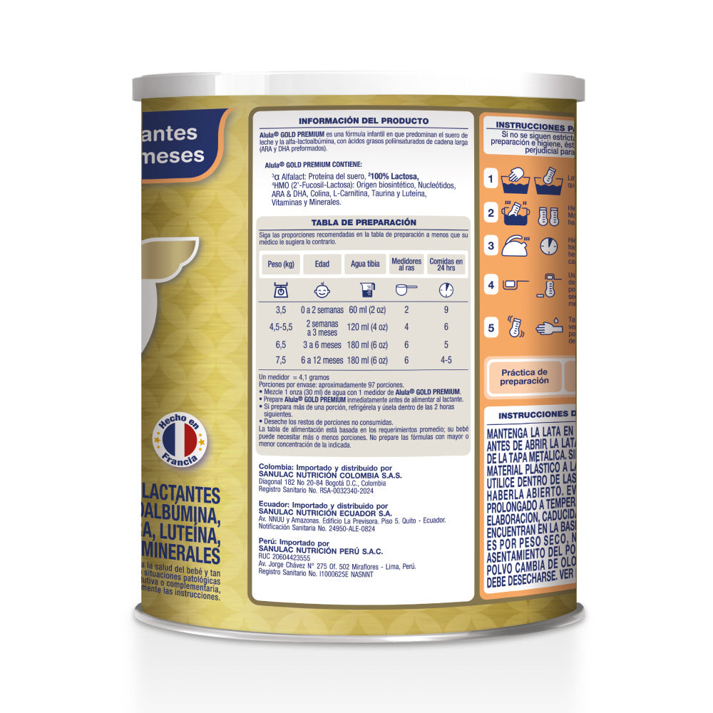 ALULA GOLD LACTANTES PREMIUM 0-12 MESES LATA 800 G
