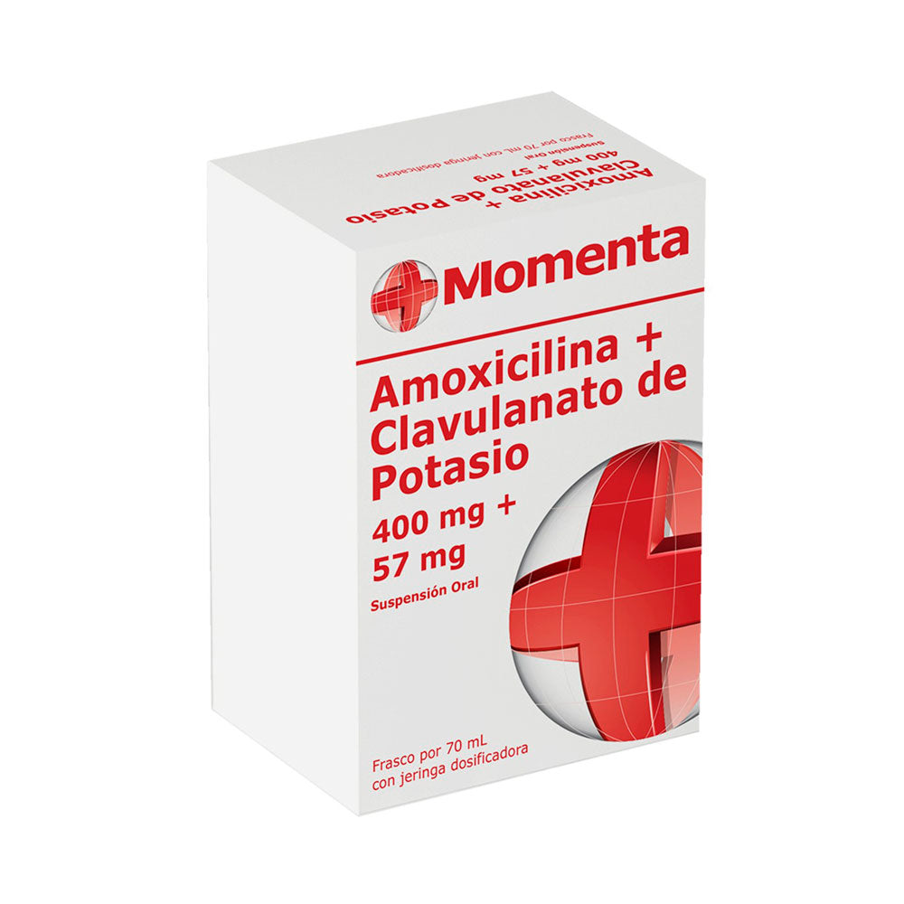 AMOXICILIN+CLAVULANATO MOMENTA SUSPENSION 400MG/57MG CAJA 70 ML