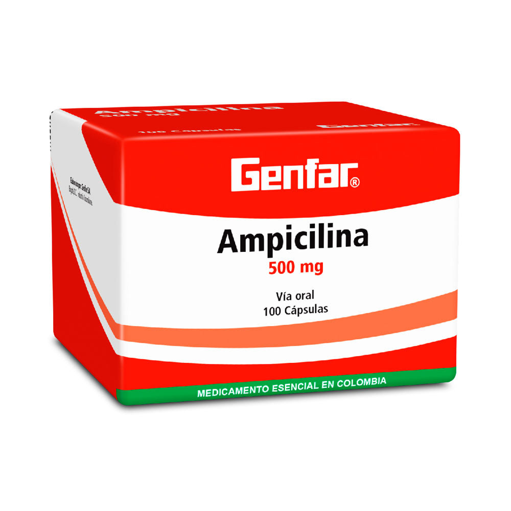 AMPICILINA GENFAR CAPSULAS 500 MG CAJA X 100 UNDS