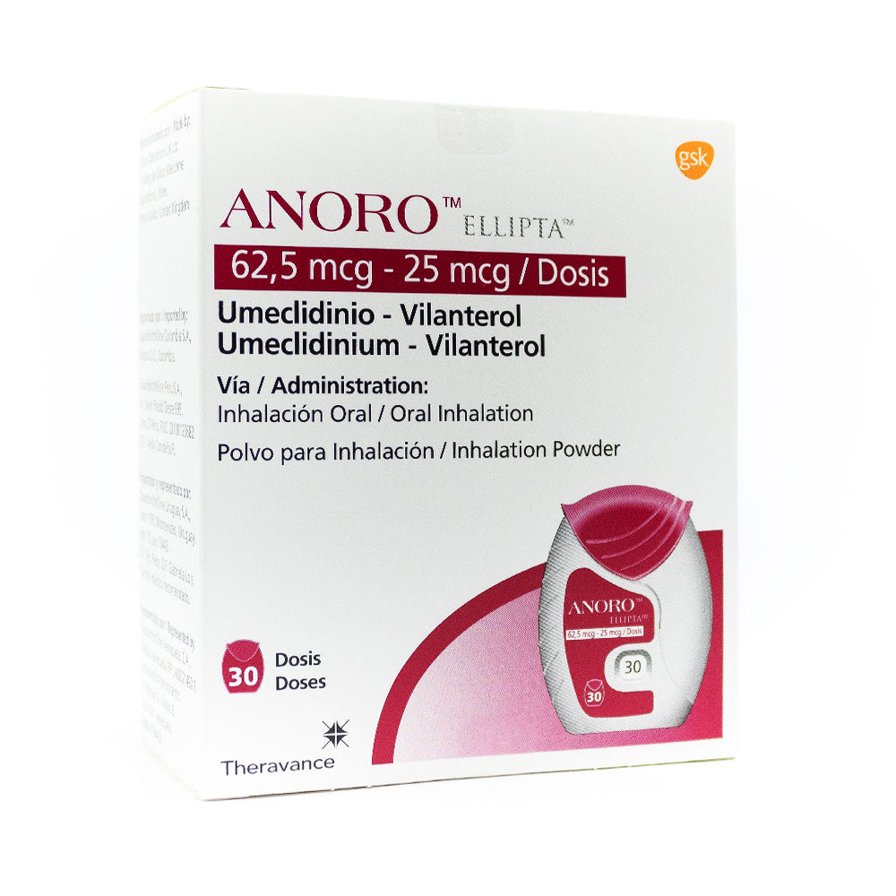 ANORO ELLIPTA 30 DOSIS INHALADOR 62,5 MCG/25 MCG CAJA X 1 UND