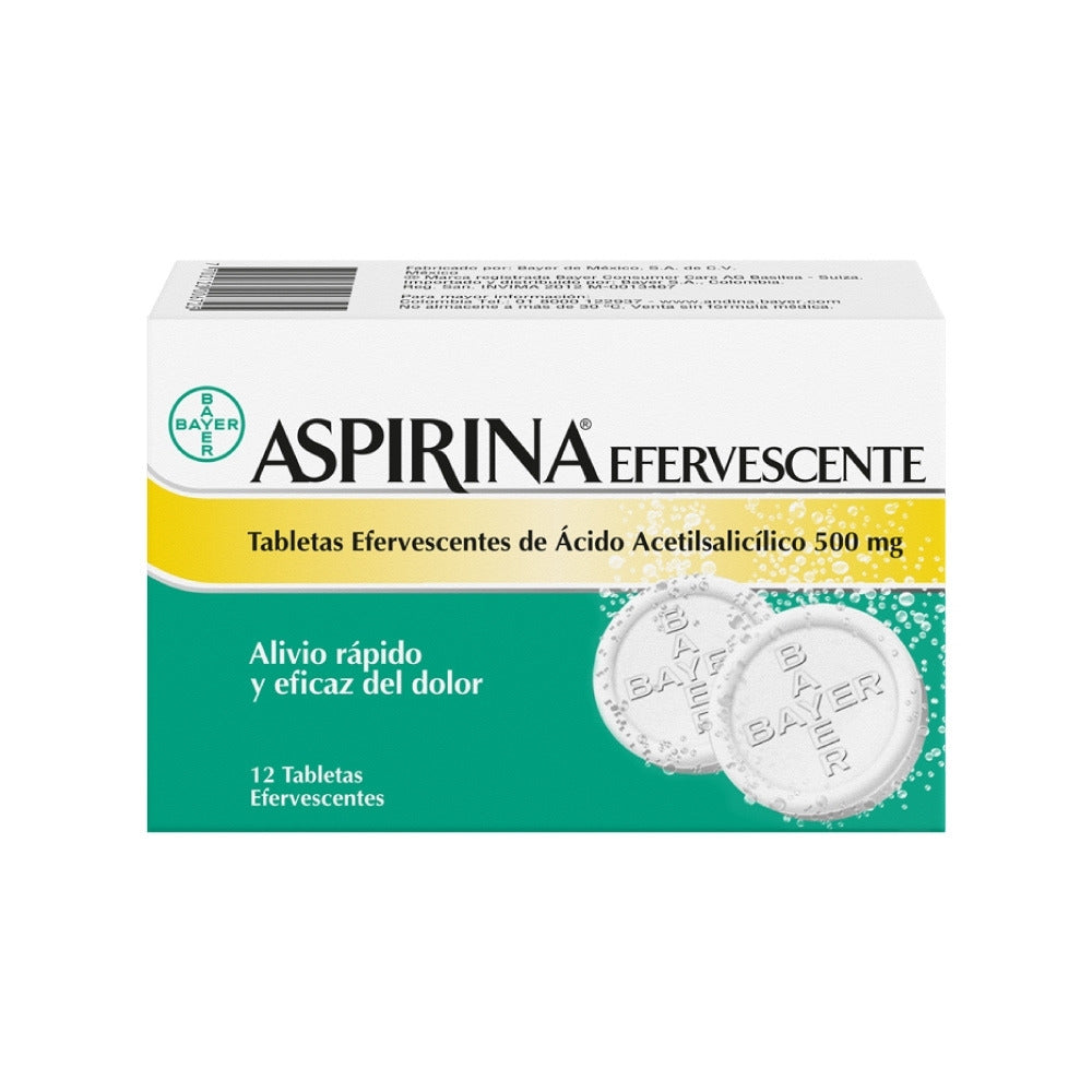 ASPIRINA EFERVESCENTE TABLETAS 500 MG CAJA X 12 UNDS