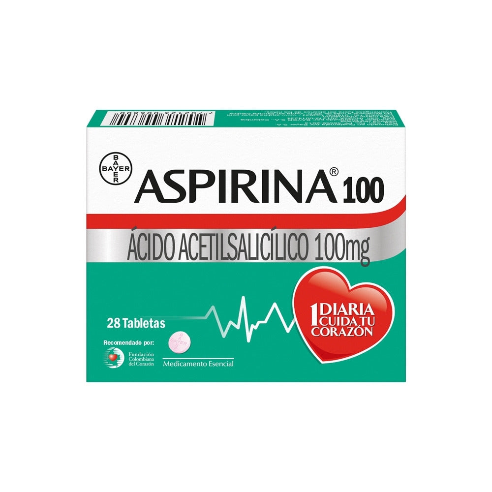 ASPIRINA TABLETAS 100 MG CAJA X 28 UNDS