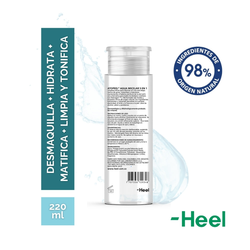 ATOPEEL AGUA MICELAR 5 EN 1 FRASCO 220 ML