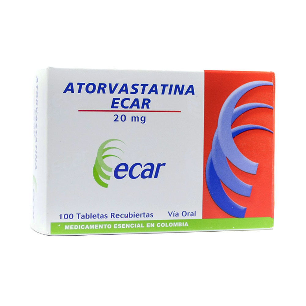 ATORVASTATINA ECAR TABLETAS 20 MG CAJA 100UNDS
