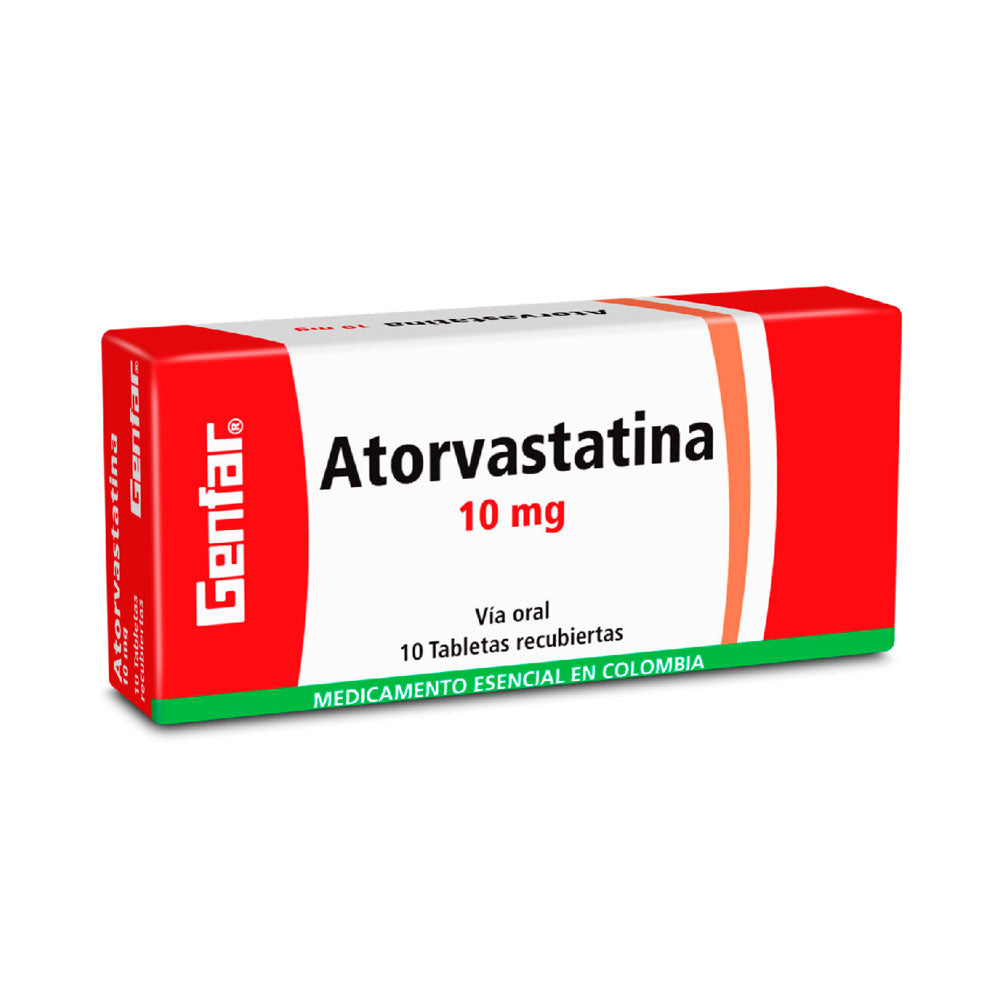 ATORVASTATINA GENFAR TABLETAS 10 MG CAJA X 10 UNDS