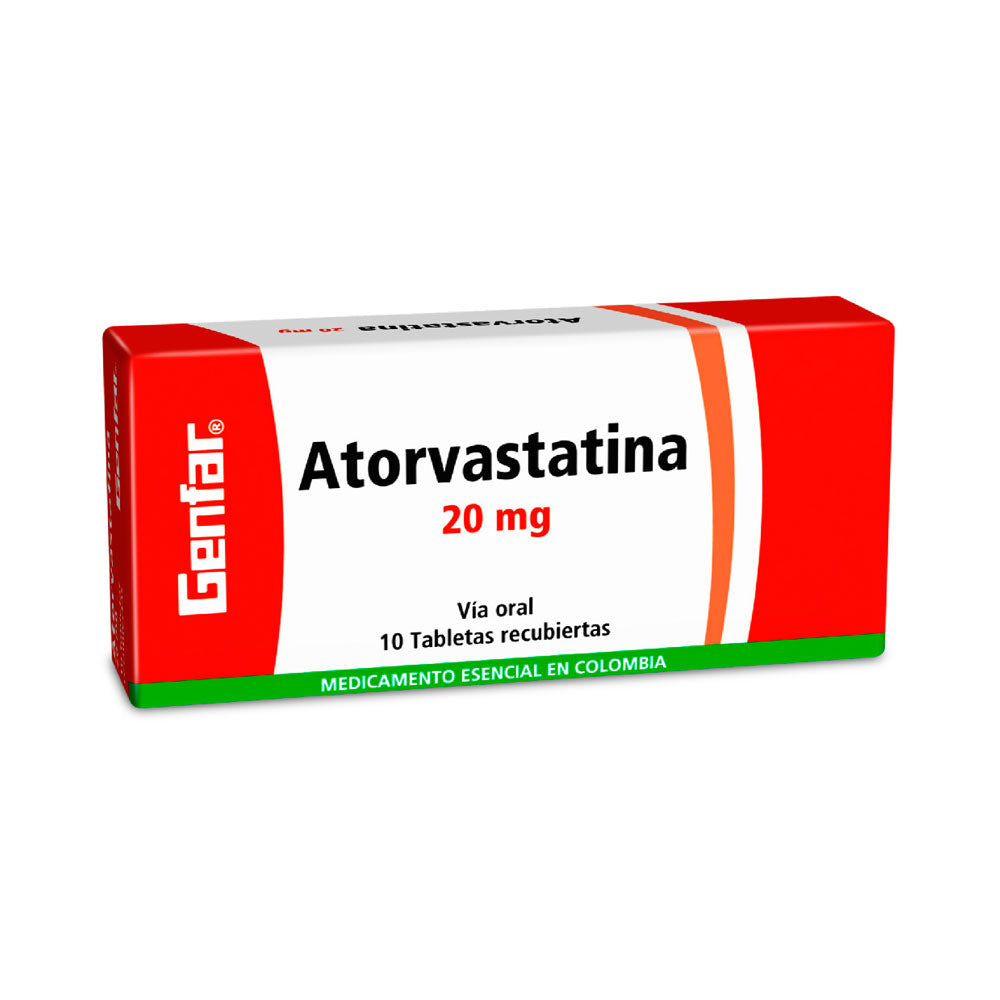 ATORVASTATINA GENFAR TABLETAS 20 MG CAJA X 10 UNDS