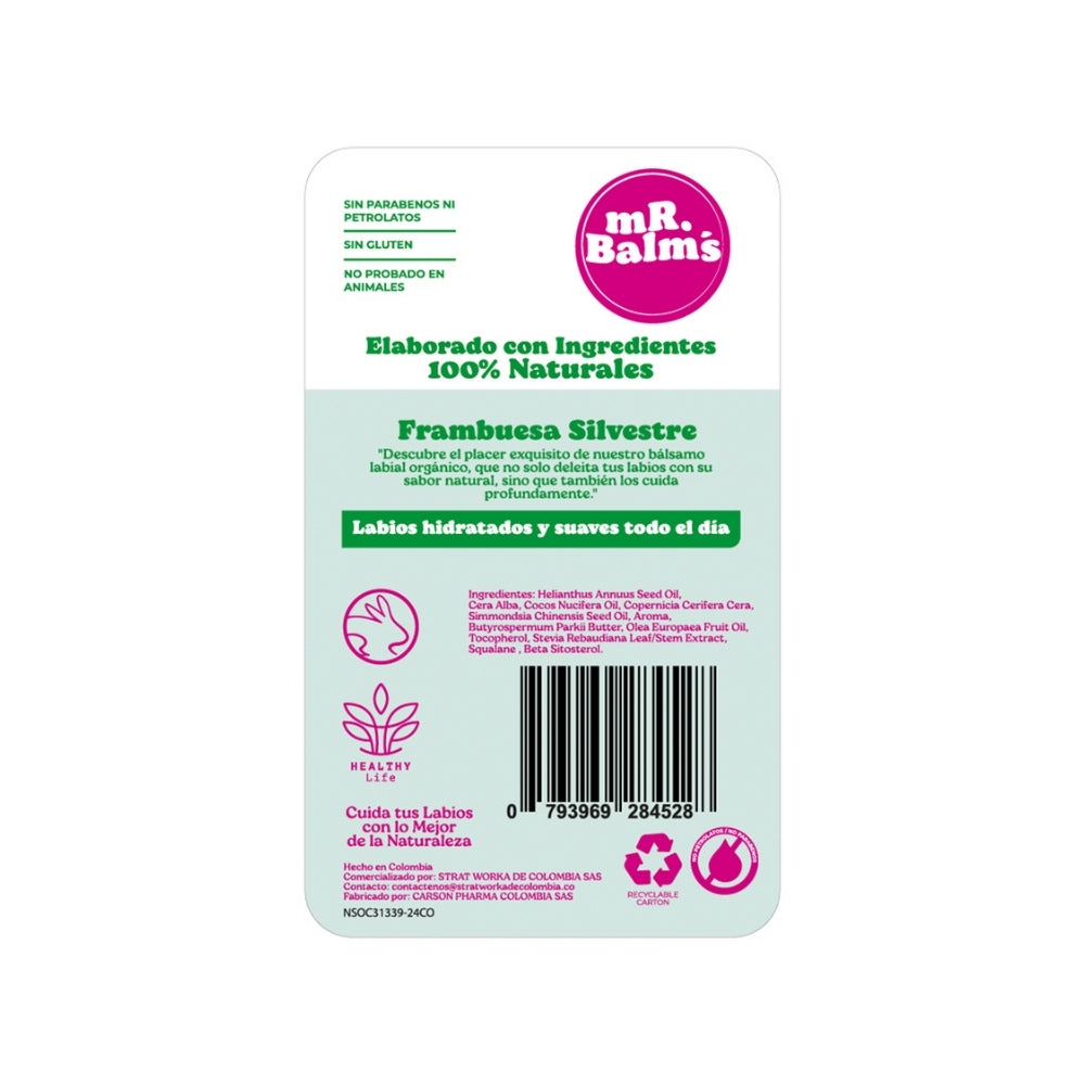 BALSAMO LABIAL MR BALMS FRAMBUESA SILVESTRE BARRA 4 G
