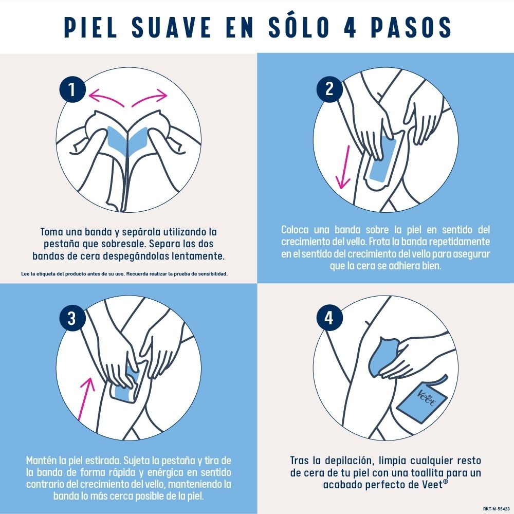 BANDAS DEPILATORIAS VEET PIERNAS Y CUERPO PIEL SENSIBLE CAJA X 12 UNDS