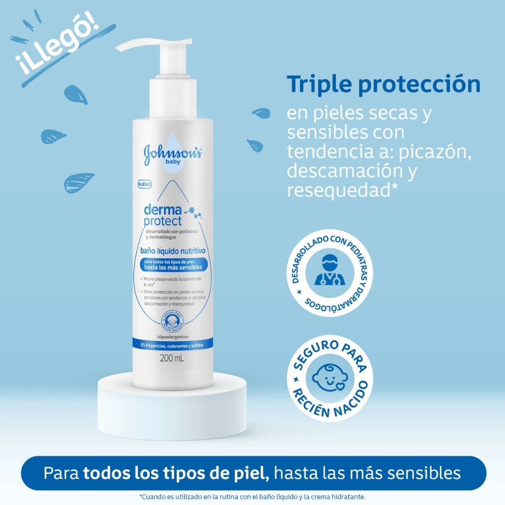 BAÑO LIQUIDO JOHNSON BABY DERMA PROTECT FRASCO 200 ML