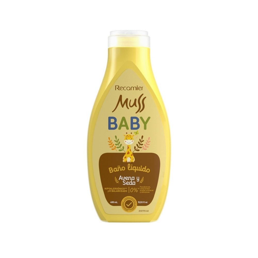 BAÑO LIQUIDO MUSS BABY AVENA Y SEDA FRASCO 400 ML