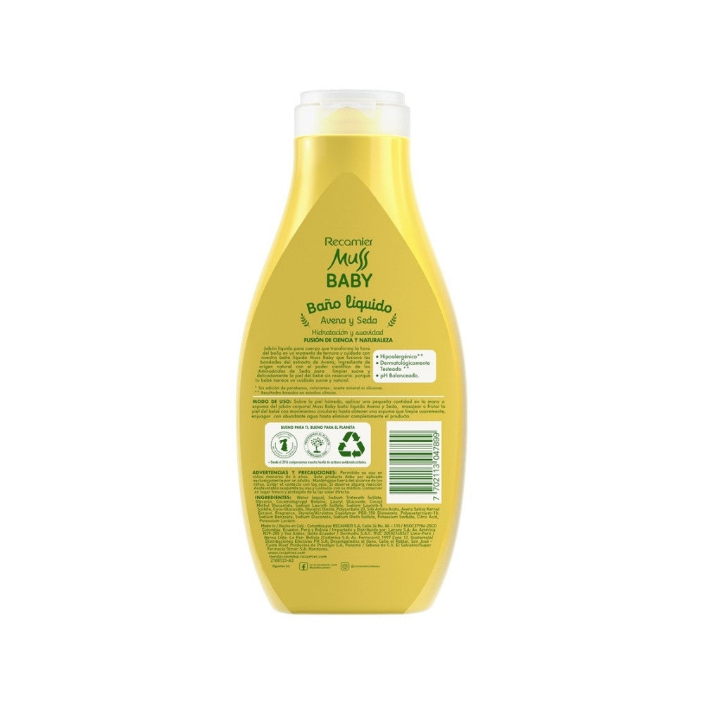 BAÑO LIQUIDO MUSS BABY AVENA Y SEDA FRASCO 400 ML