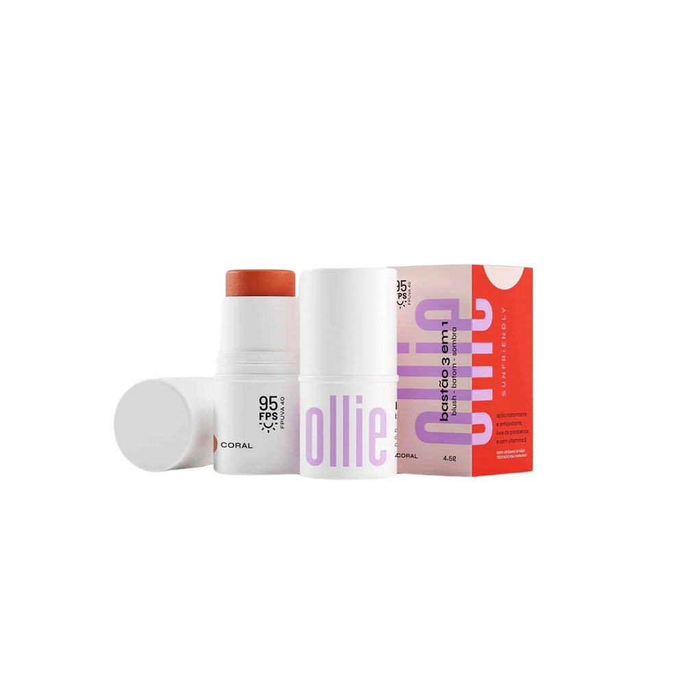 BARRA 3 EN 1 RUBOR, LABIAL Y SOMBRA FPS 95 CORAL 4.5 G