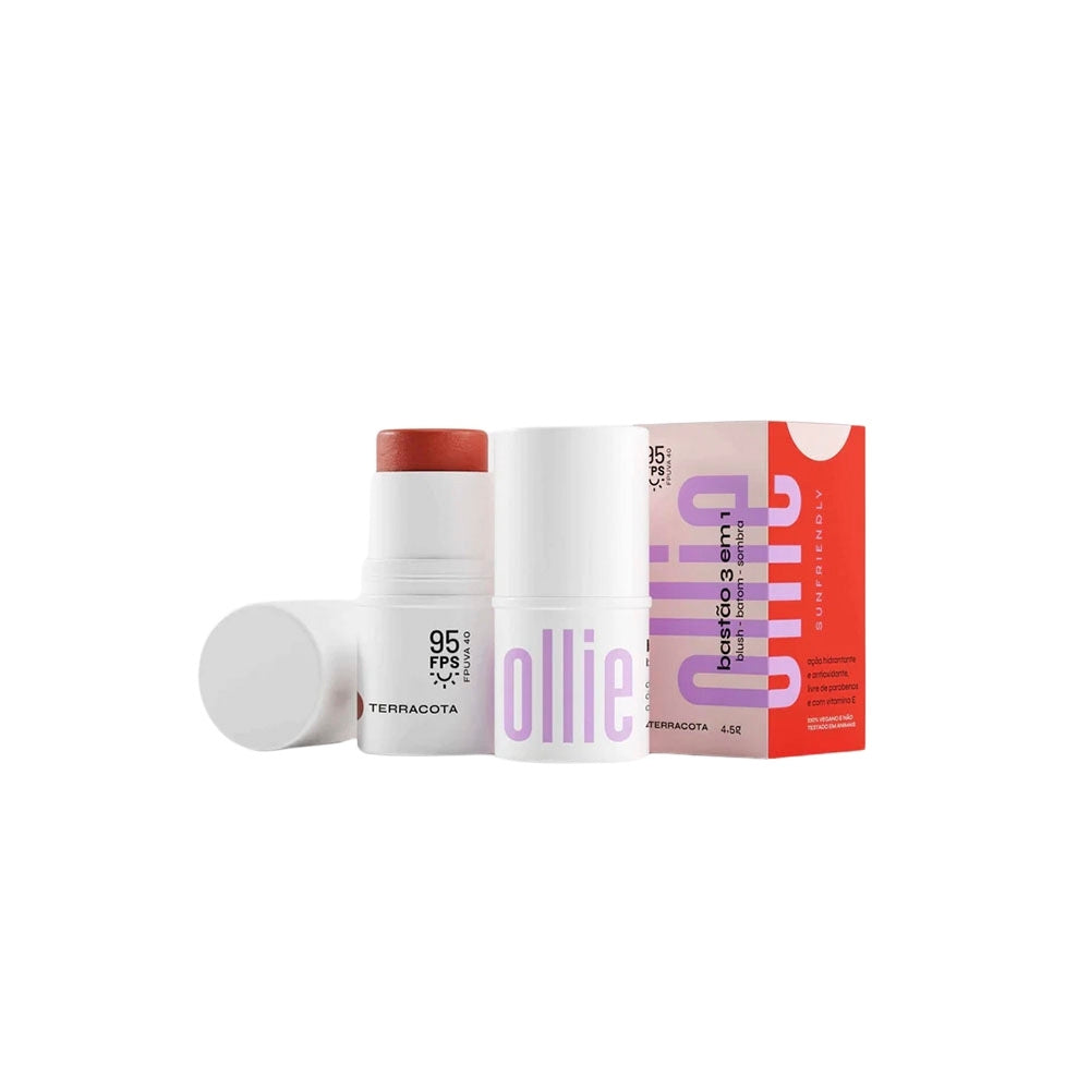 BARRA 3 EN 1 RUBOR, LABIAL Y SOMBRA FPS 95 TERRACOTA 4.5 G