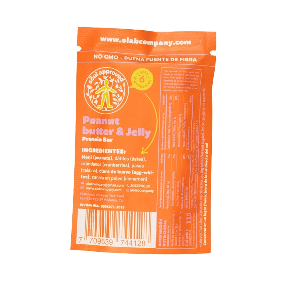 BARRA DE PROTEINA O-LAB PEANUT BUTTER & JELLY 11 G