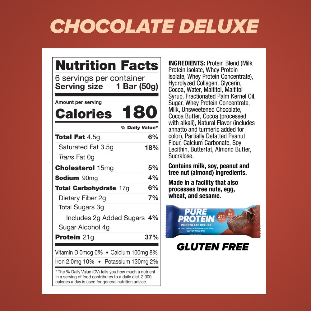 BARRA DE PROTEINA PURE PROTEIN CHOCOLATE DELUXE BOLSA 50 G