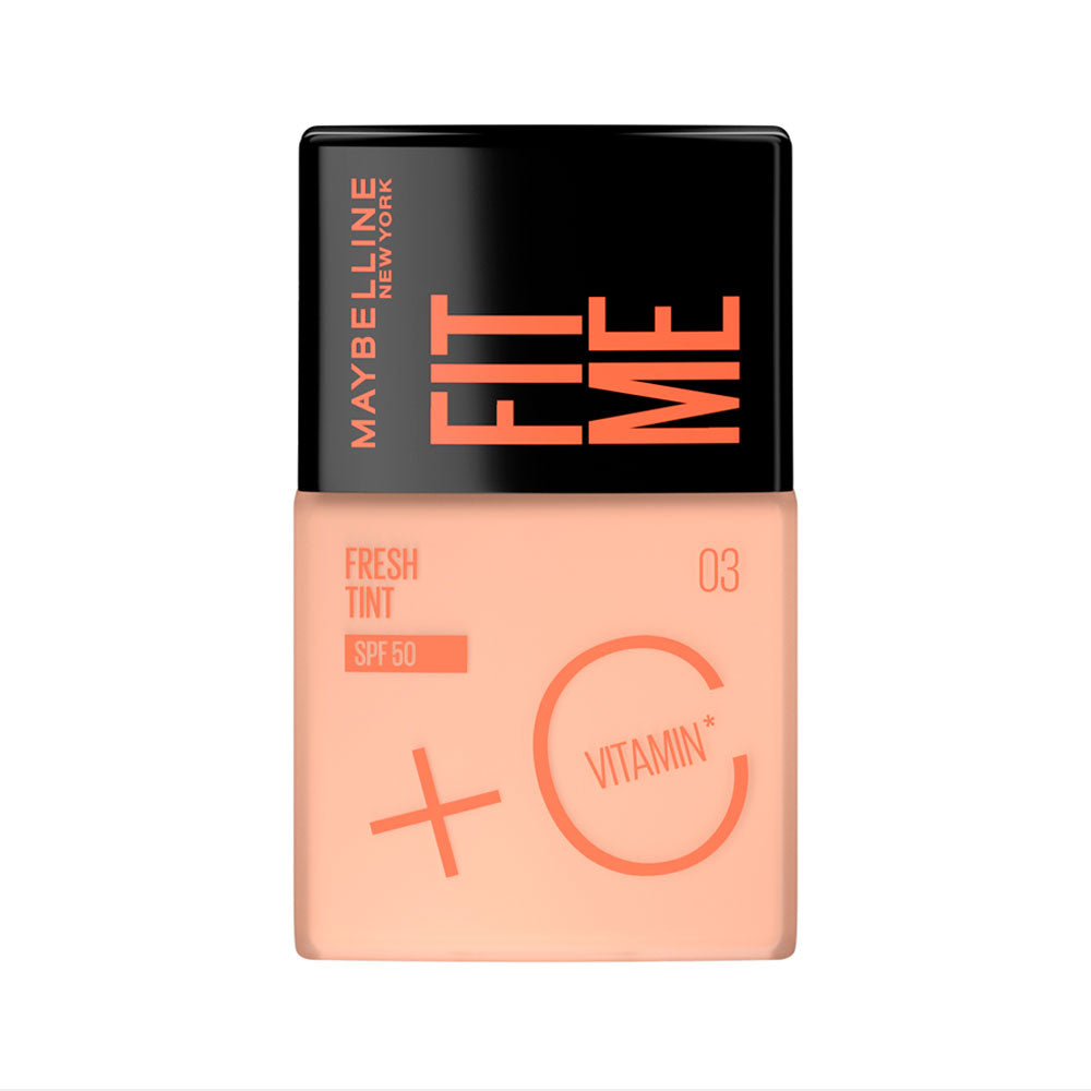 BASE LIQUIDA MAYBELLINE FIT ME FRESH TINT SPF 50 TONO 03 FRASCO GOTERO 30 ML