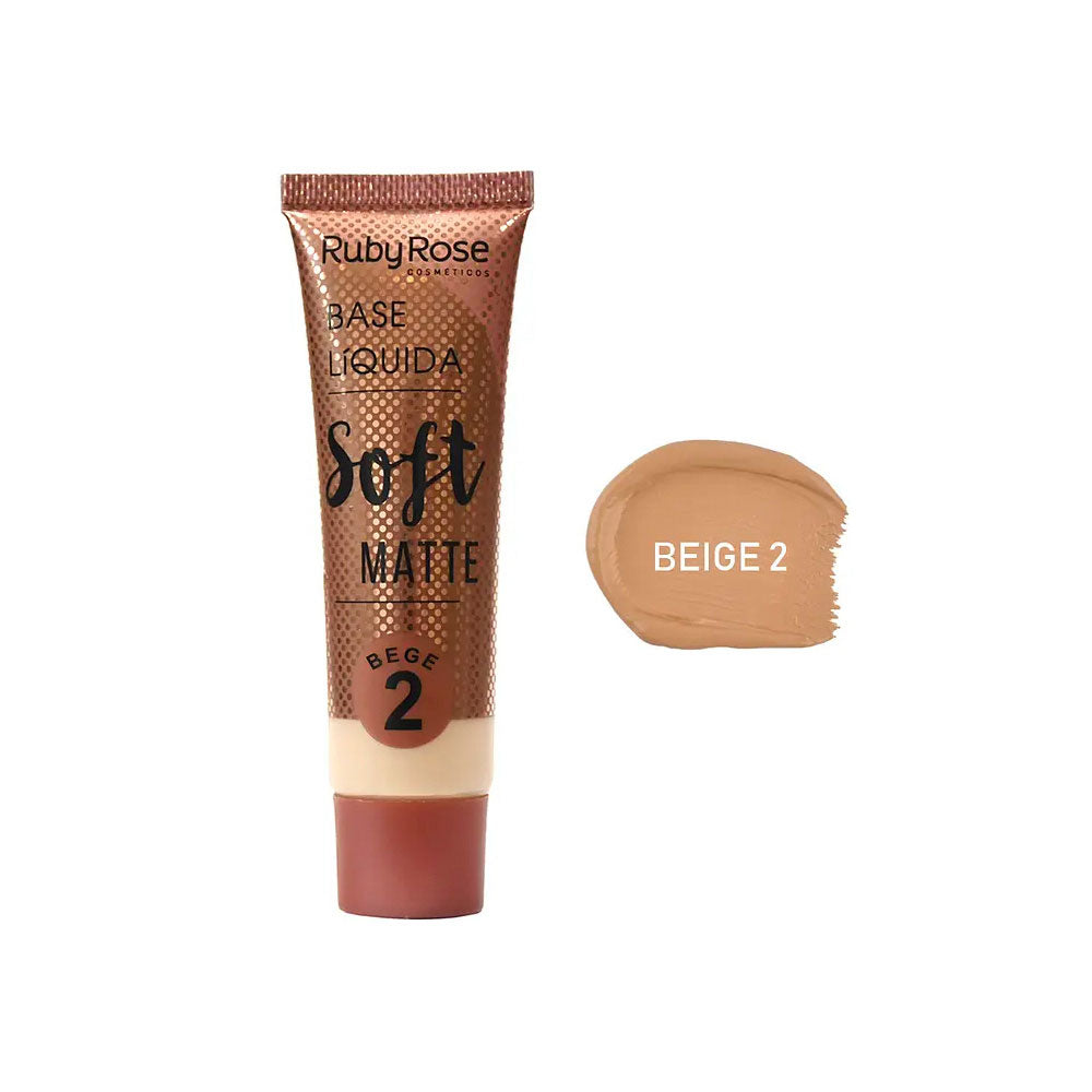 BASE LIQUIDA RUBY ROSE SOFT MATTE BEIGE #2 TUBO X 1 UND