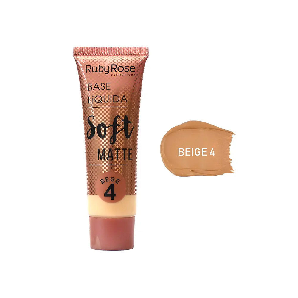 BASE LIQUIDA RUBY ROSE SOFT MATTE BEIGE #4 TUBO X 1 UND